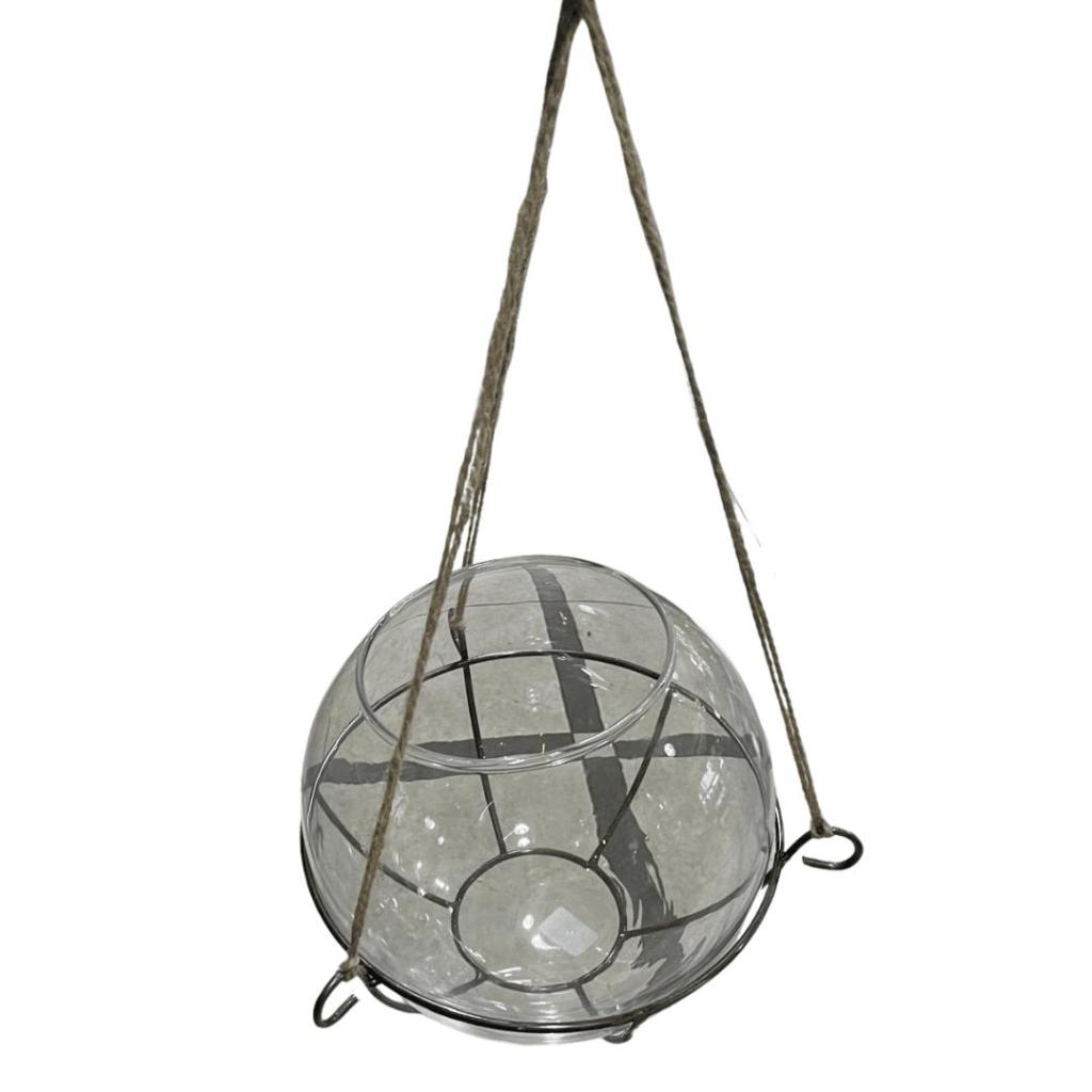 Hangende glazen bol in metalen frame – transparant – 28 x 22 cm - Afbeelding 5