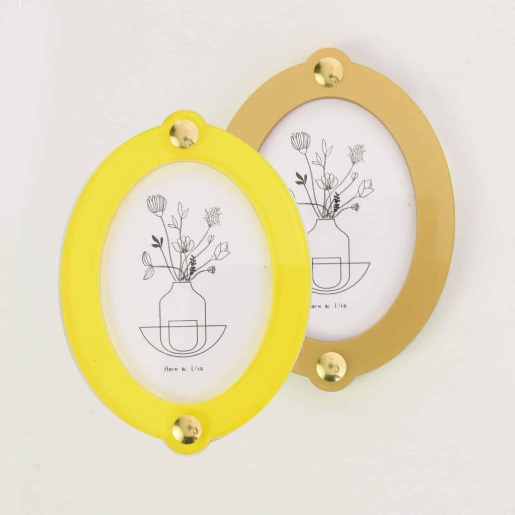 Omwisselbaar Fotolijstje Hangend Oval Geel/Goud L