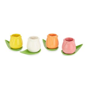 Koffie Kop Set Tulp – Keramische Kopjes in 4 Kleuren (100 ml) van Balvi
