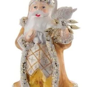 Kerstbal Kerstman Goud met Vogel