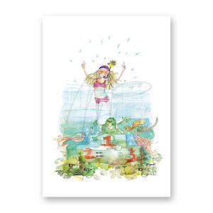 Dubbele kaart Swimming Joyously