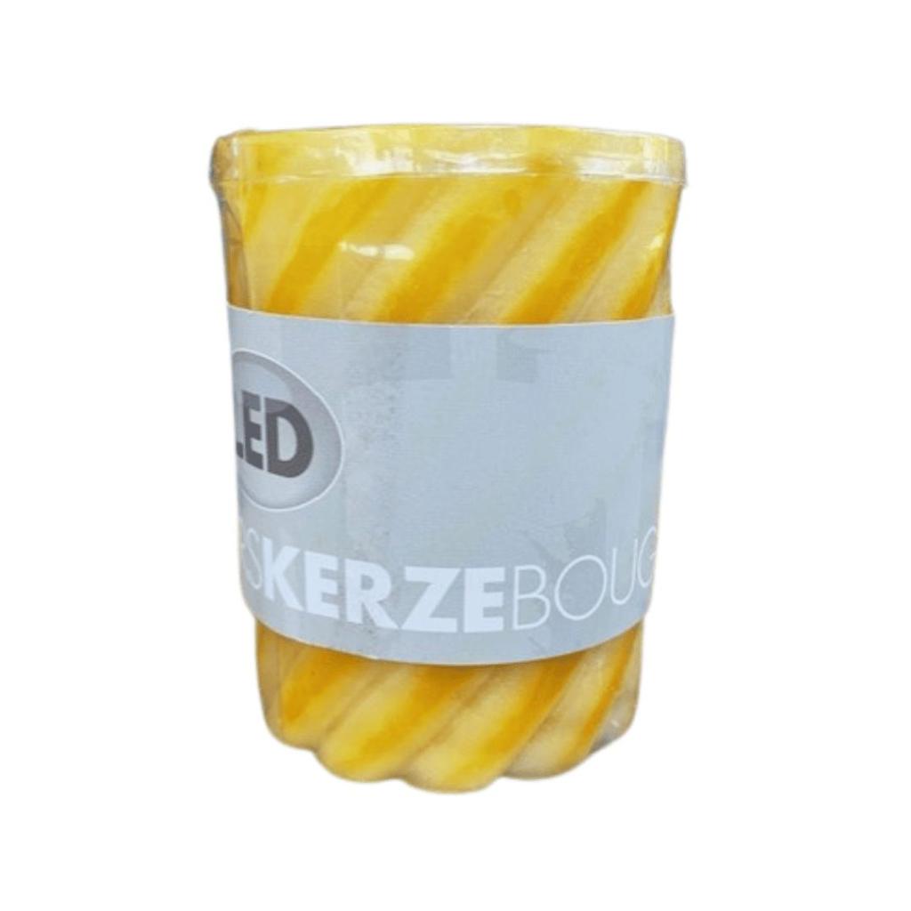 LED Kaars Geel – Realistische Waslook met Strepen (10×7 cm)