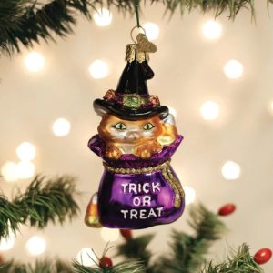 Kerstbal Halloween Kat in Zak