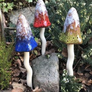 Paddenstoel Keramiek Tweekleurig Bruin Rood S