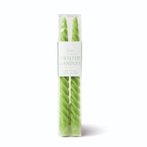 Dinerkaarsen Twisted Groen set van 2