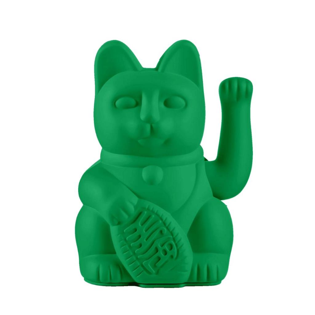 Lucky Cat- Zwaaiende Kat Levendig Groen – Moderne Maneki Neko voor geluk & voorspoed (Donkey) - Afbeelding 2