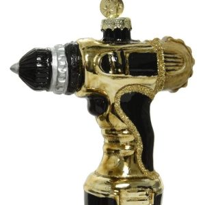 Kerstbal Boormachine Goud Zwart
