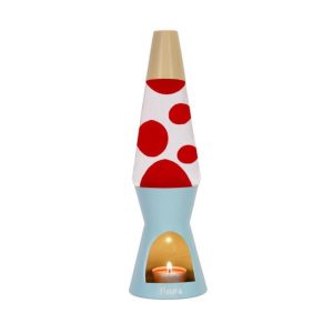 Fisura T-Light Lava Lamp Blauw & Beige – Retro lavalamp met wax en theelicht (33 cm)
